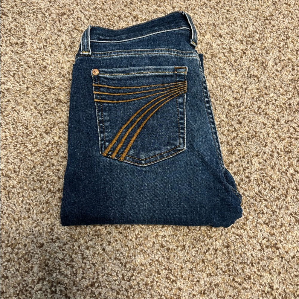 Stylish Blue Jeans with Gold Stitching